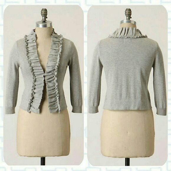 Anthropologie Tabitha Small Cardigan Sweater 3/4 Sleeve Gray Swift Current Top - Picture 2 of 7